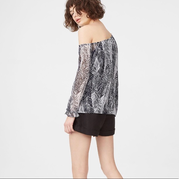 Club Monaco Daphins Palm Print One Shoulder Top - Picture 2 of 3